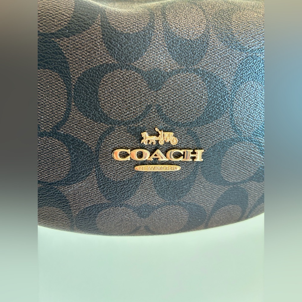 Coach Mini Payton Hobo Bag In Signature Canvas Brown and black - Picture 4 of 9